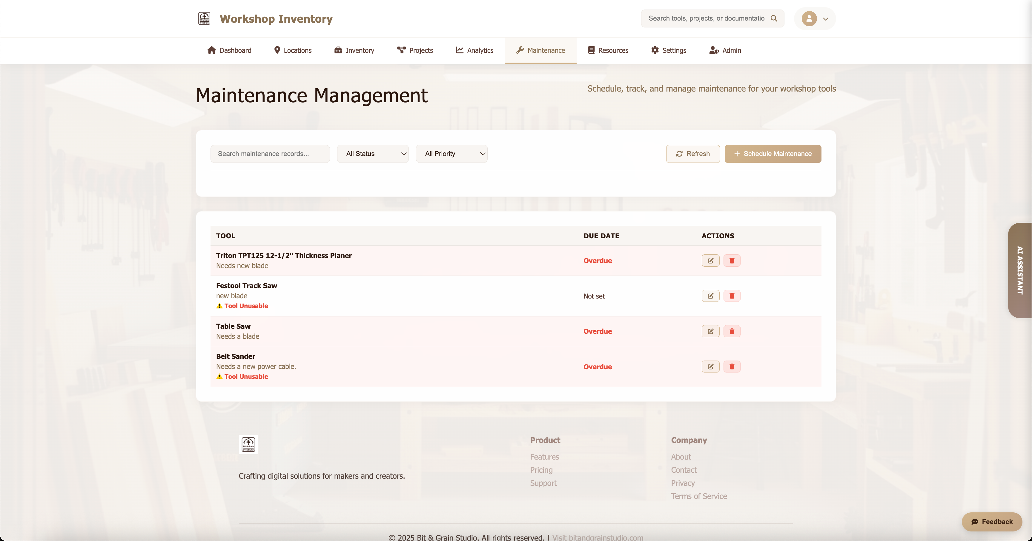 Maintenance Tracking